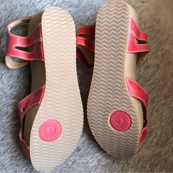 Romika Leather Double Velcro Fasten Platform Sandal Red Orange leather 9.5 - Picture 8 of 9